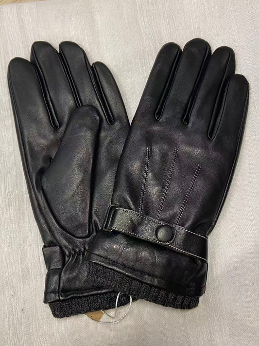 Köp svarta vinter herrhandskar i fårskinn  med sammetsfoder